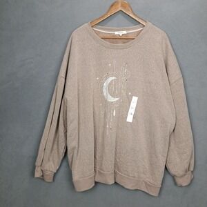Angels Forever Young Sweater Womens 3X Tan Trail Mountain Celestial Round Neck